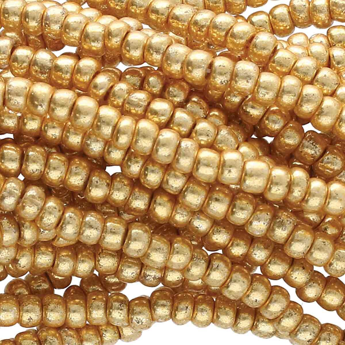 6/0 Czech Seed Beads - Gold Metallic (Color #18304) - 6 String Hanks, 68 Grams