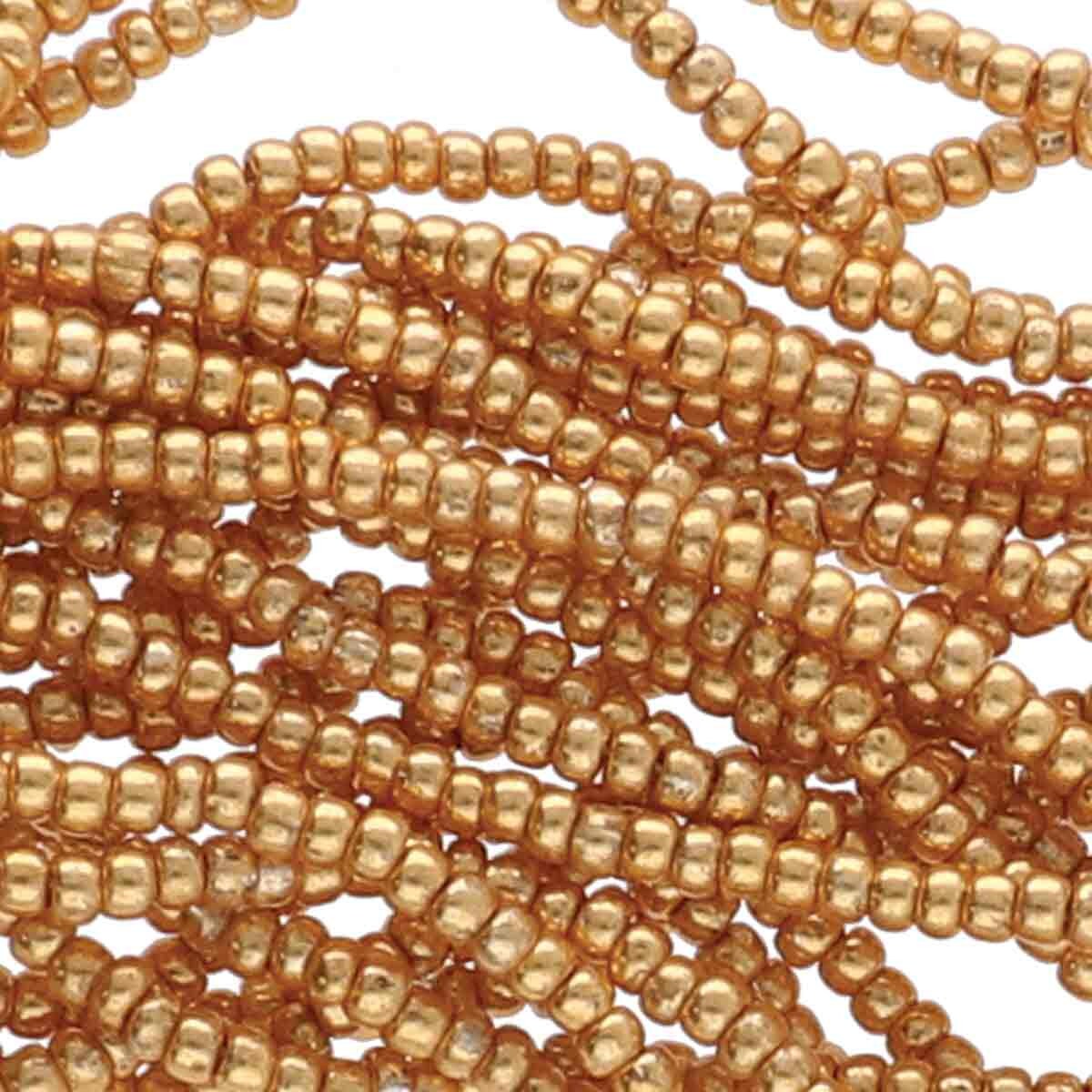 6/0 Czech Seed Beads - Gold Metallic (Color #18389) - 6 String Hanks, 70 Grams
