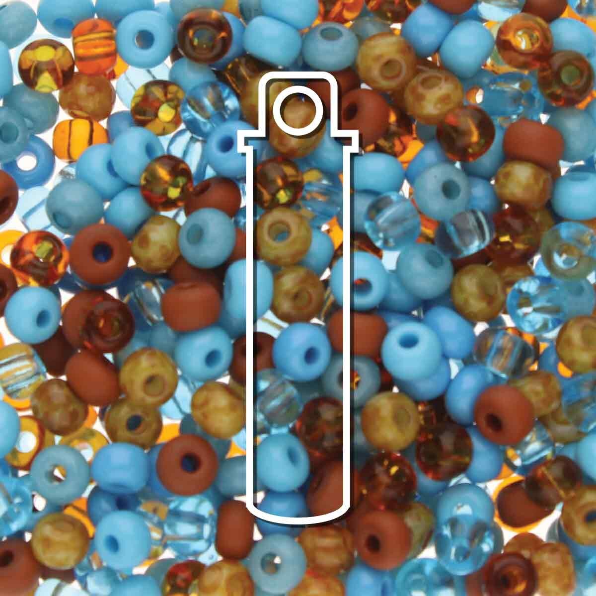 6/0 Czech Seed Beads  - Turquosie Earth Mix (Color #19276) 24 Gram Tube