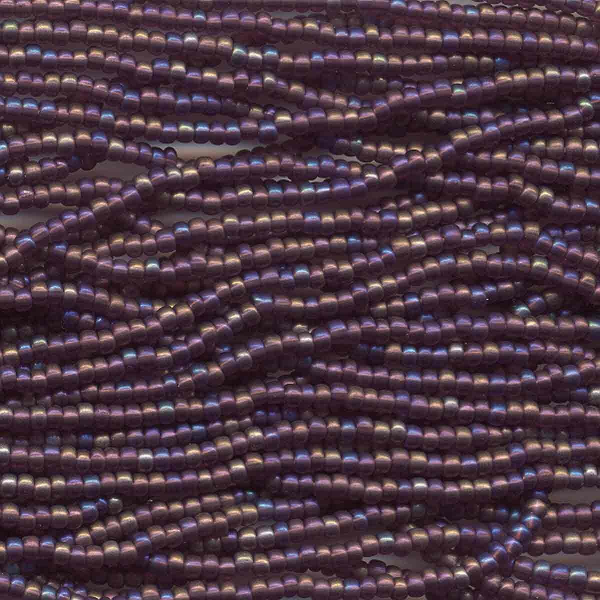6/0 Czech Seed Beads - Amethyst Aurora Borealis (Color #21060) - 6 String Hanks, 69 Grams