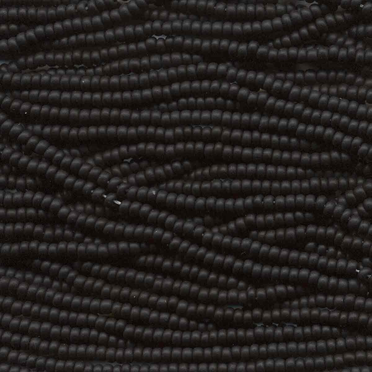 6/0 Czech Seed Beads - Jet (Color #23980) - 6 String Hanks, 80 Grams