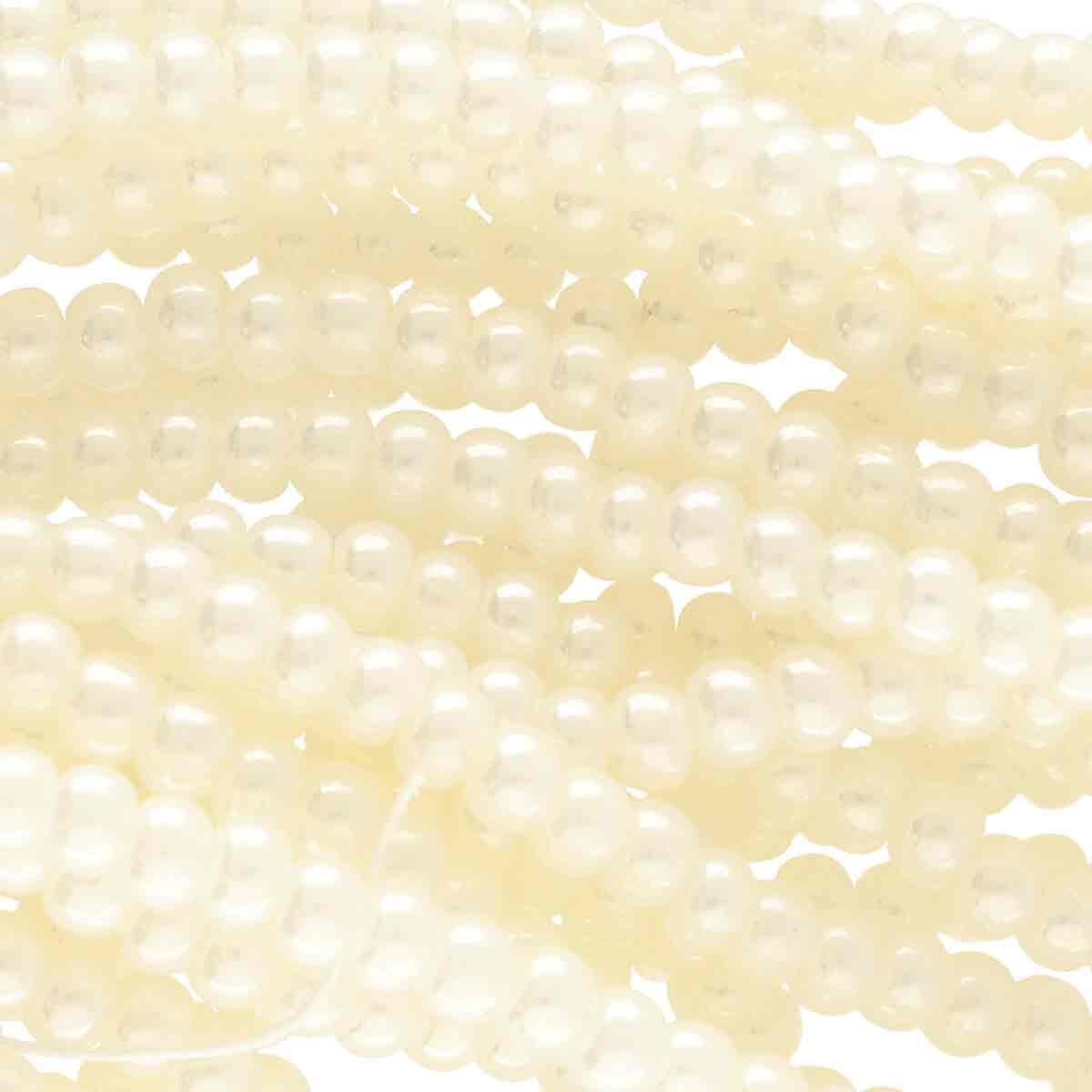 6/0 Preciosa Czech Seed Beads - Light Eggshell (Color #46113) - 6 String Hanks, 79 Grams