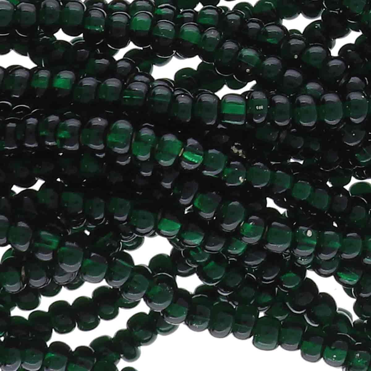 6/0 Czech Seed Beads - Dk. Green S/L (Color #57150) - 6 String Hanks, 69 Grams
