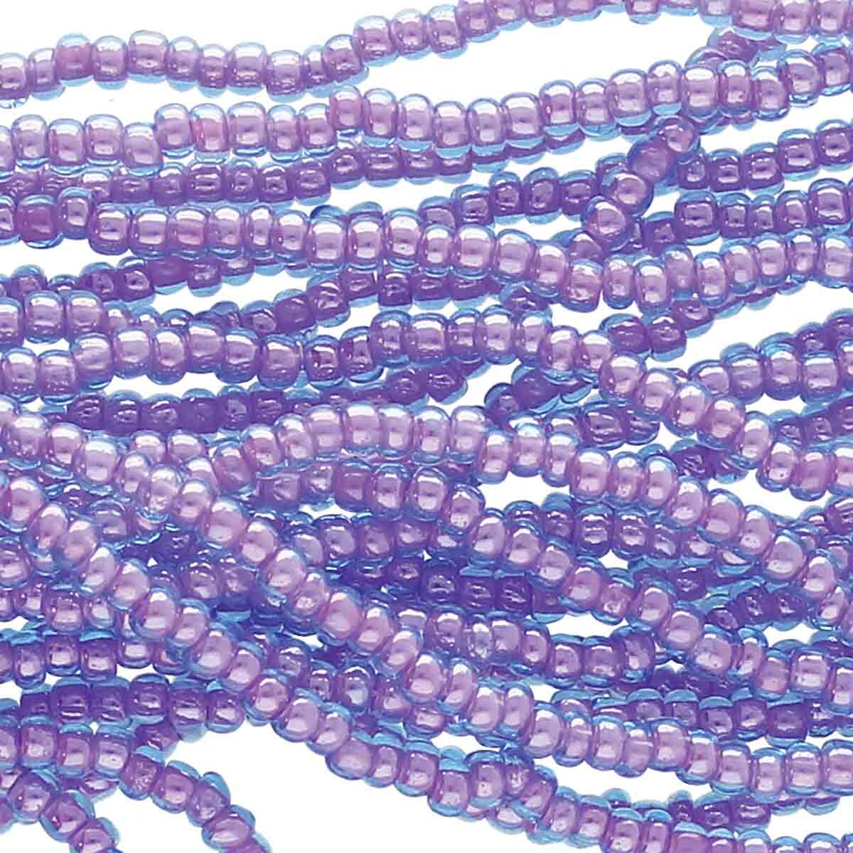 6/0 Czech Seed Beads - Aqua Pink Lined (Color #61016) - 6 String Hanks, 65 Grams