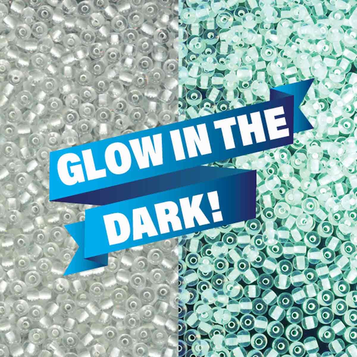 6/0 Czech Seed Beads - Crystal Glow in the Dark (Color #68102) - 6 String Hanks, 73 Grams