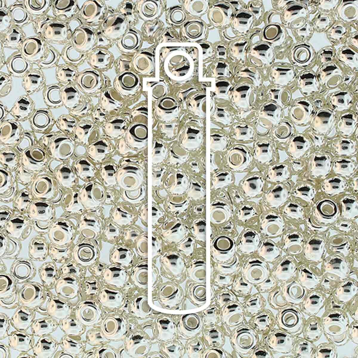 6/0 Czech Seed Beads - Silver Aurora Borealis Plt Aprx (Color #600030-31000) 9.3 Gram Tube