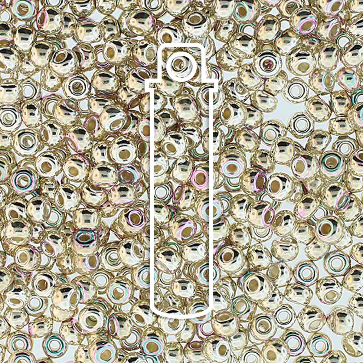 6/0 Czech Seed Beads - Fine Silver Aurora Borealis Plt (Color #600030-31000AB) 9.3 Gram Tube