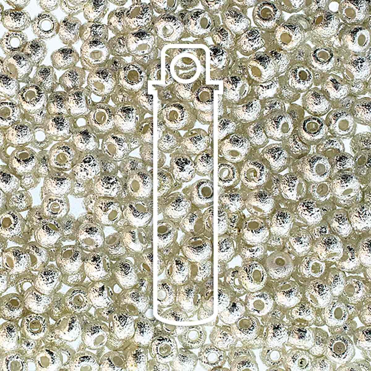 6/0 Czech Seed Beads - Fine Silver Etch Plt (Color #600030-31080) 9.3 Gram Tube