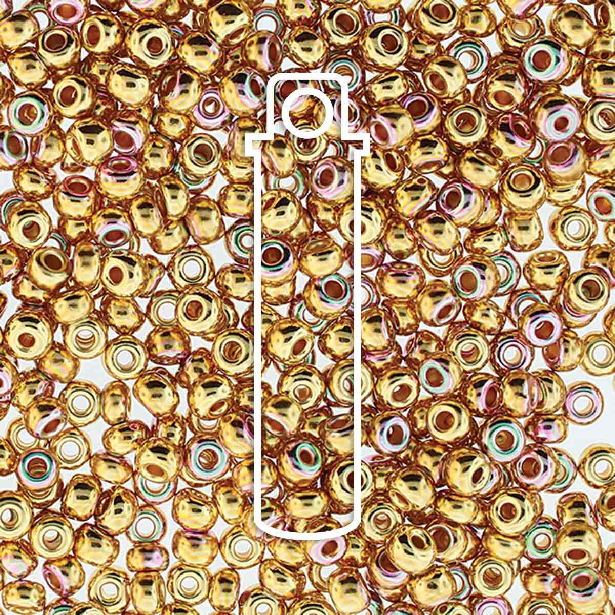 6/0 Czech Seed Beads - 24K Aurora Borealis Plate (Color #600030-35000AB) 9.3 Gram Tube