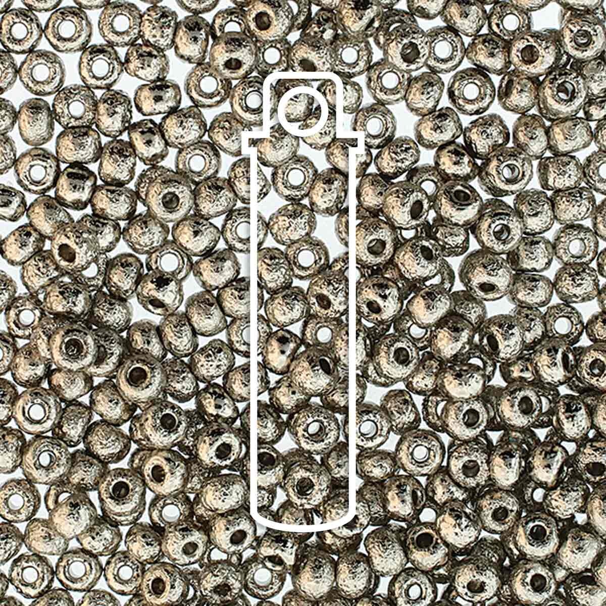 6/0 Czech Seed Beads - Nickel Etch Plt APX (Color #600030-37080) 9.3 Gram Tube