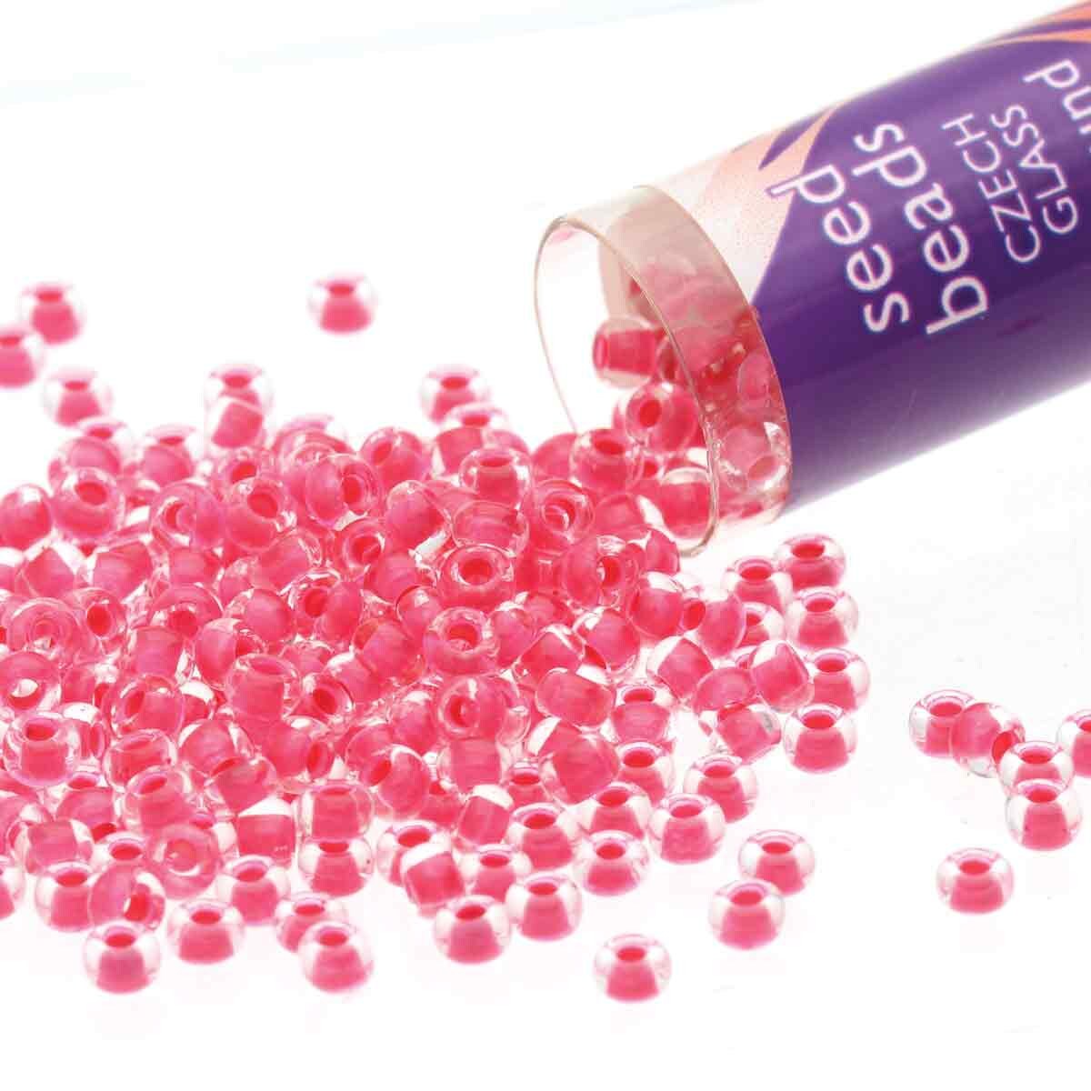 8/0 Czech Seed Beads - Terra Intensive Pink (Color #08A77) 22 Gram Tube