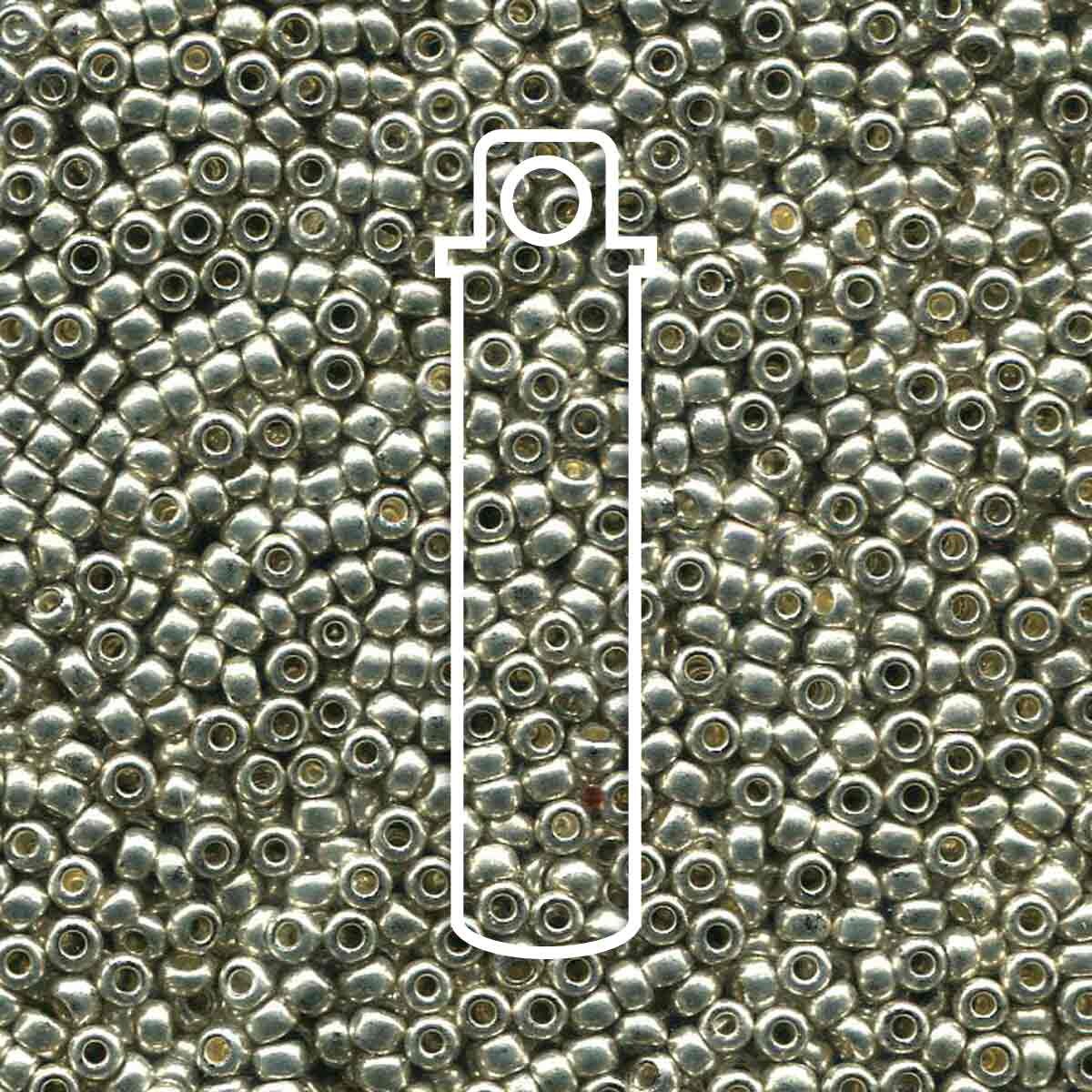 8/0 Czech Seed Beads - Metallic Silver (Color #18503) 22 Gram Tube