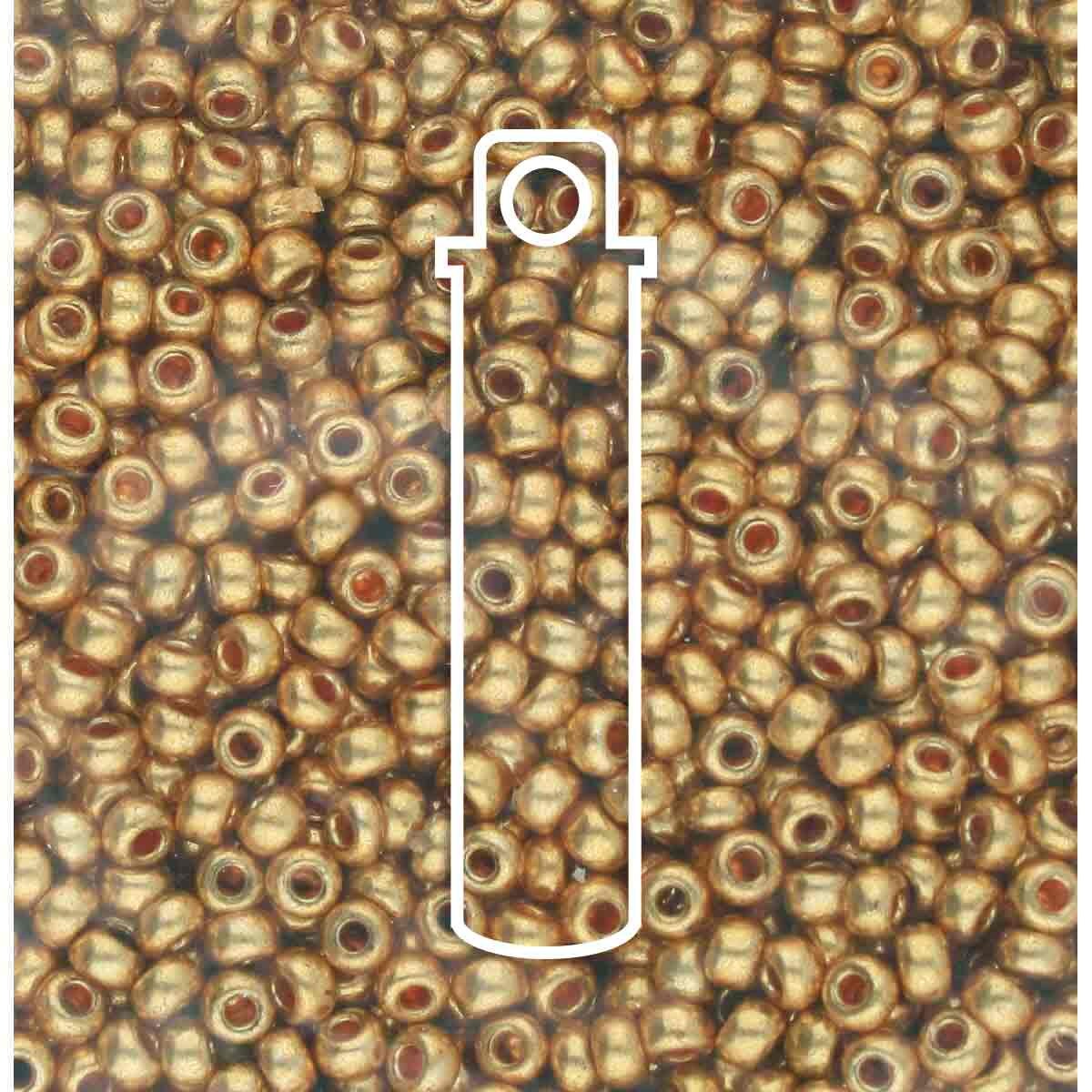 8/0 Czech Seed Beads - Metallic Dark Gold (Color #18583) 22 Gram Tube