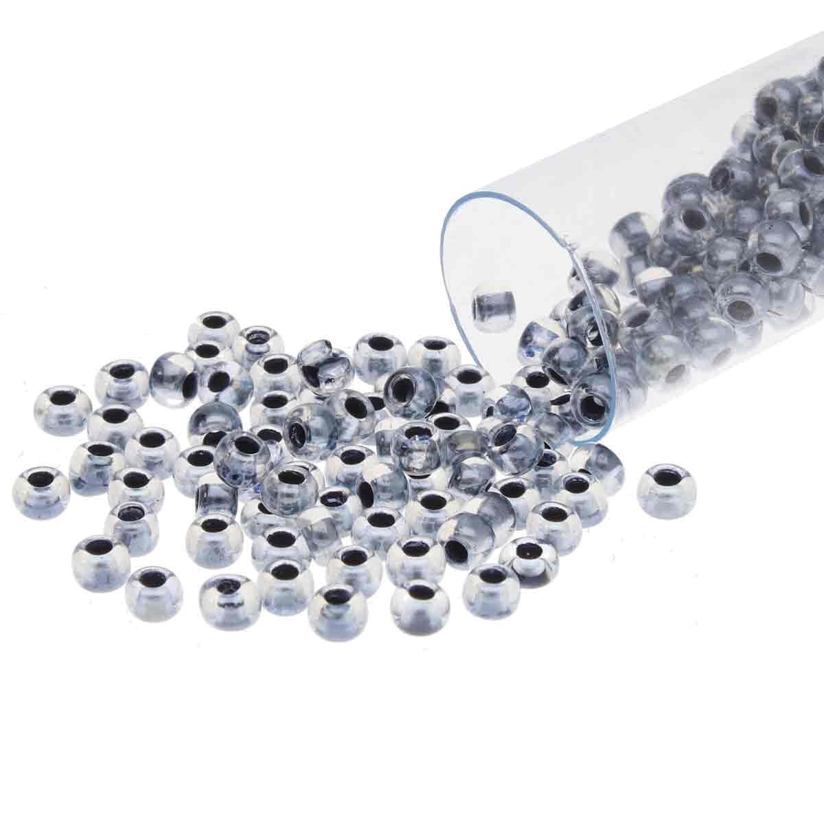8/0 Czech Seed Beads - Crystal Black C/L (Color #38149) 22 Gram Tube