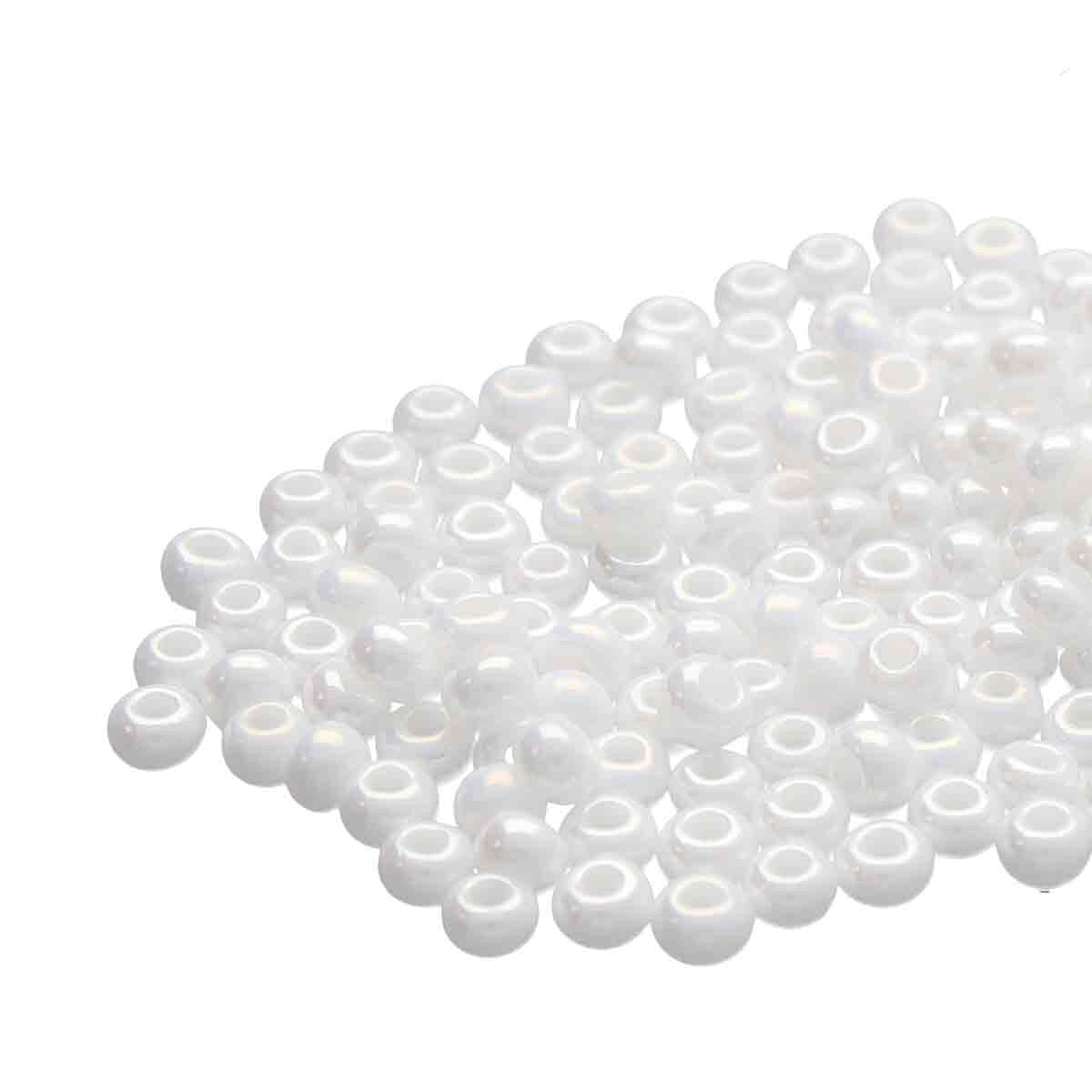 8/0 Czech Seed Beads  - Opaque White Luster (Color #46102) 250 Gram Bag