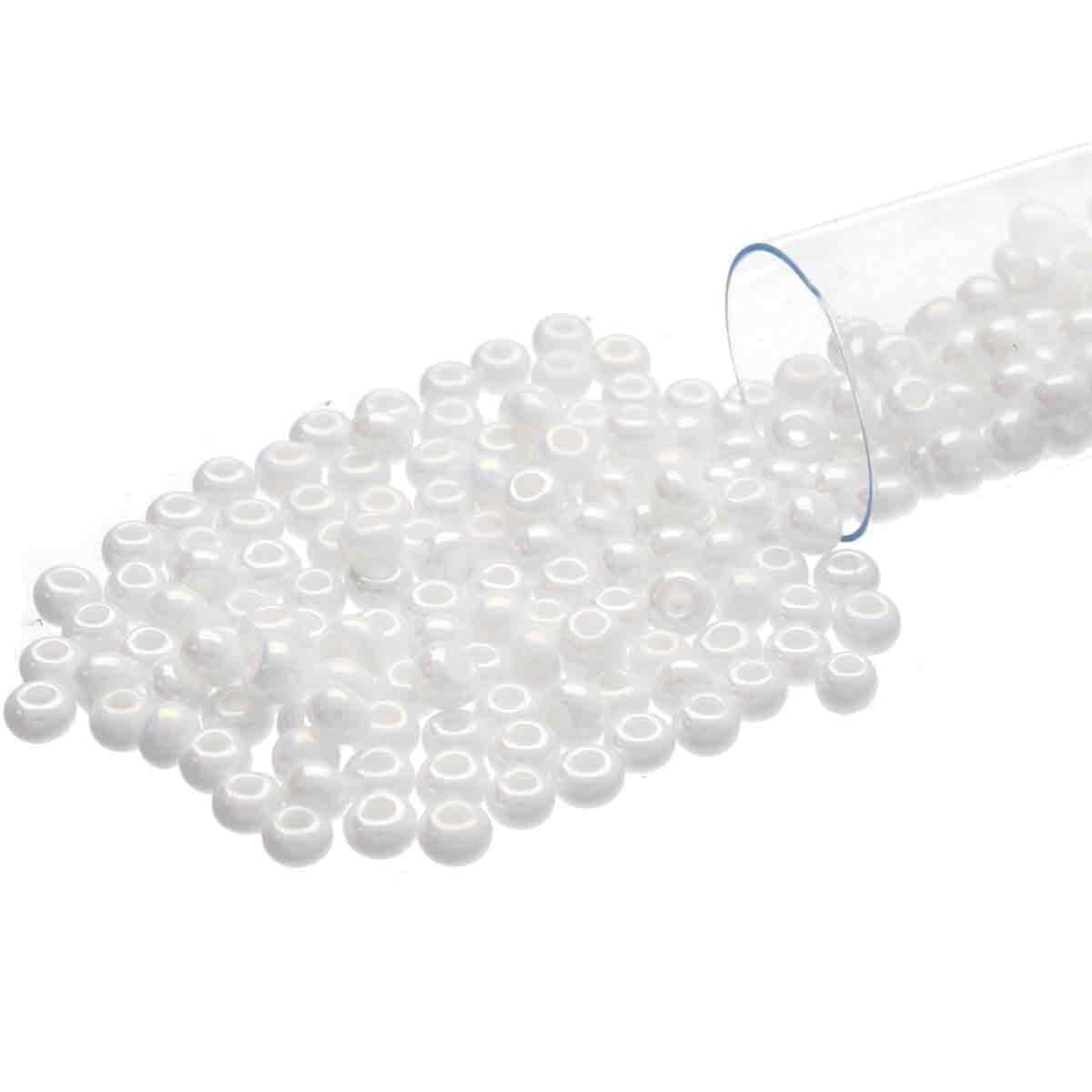8/0 Czech Seed Beads - Opaque White Cluster (Color #46102) 22 Gram Tube