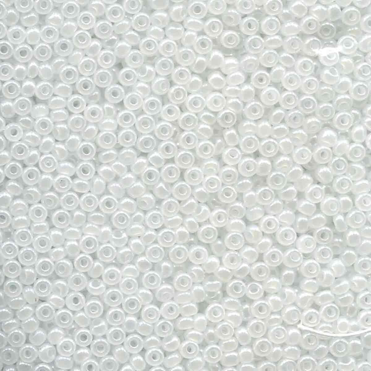 8/0 Czech Seed Beads  - White Pearl (Color #57102) 250 Gram Bag