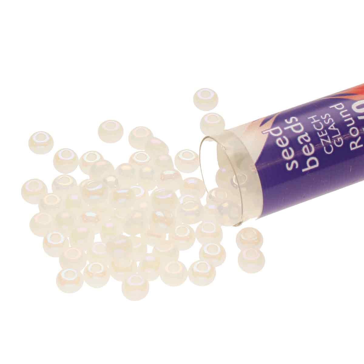 8/0 Czech Seed Beads - Opaque Alabaster (Color #57205) 22 Gram Tube