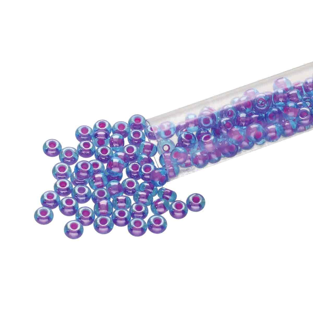 8/0 Czech Seed Beads  - Aqua Pink Lined (Color #61016) 22 Gram Tube
