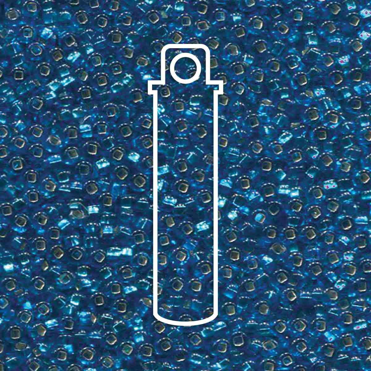 8/0 Czech Seed Beads - Dark Aqua Silver Lined (Color #67150) 22 Gram Tube
