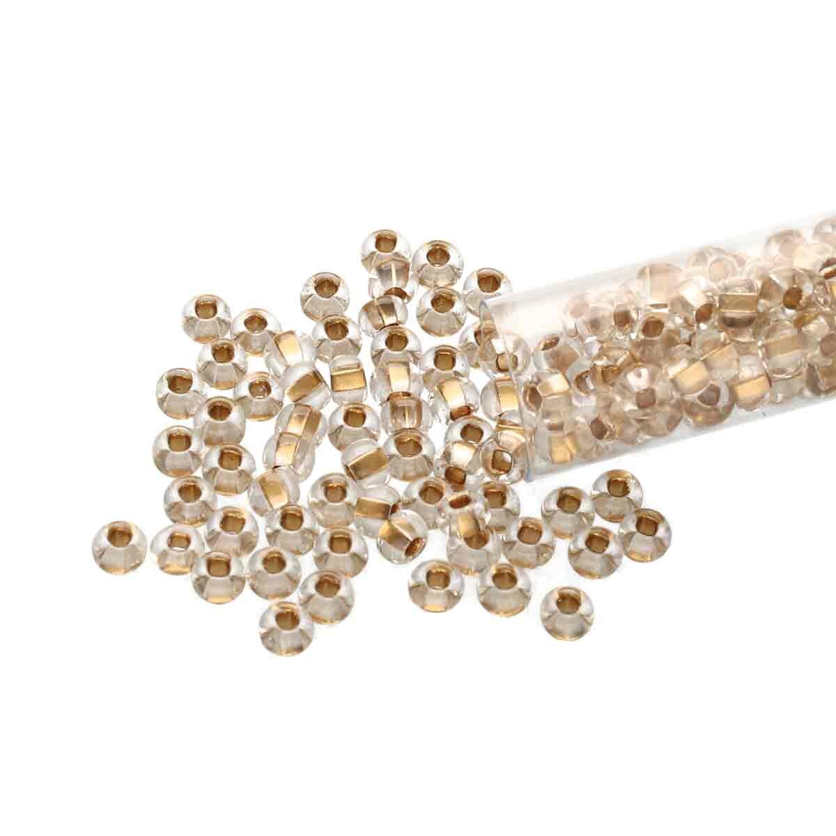 8/0 Czech Seed Beads - Crystal Bronze Lined (Color #68106) 22 Gram Tube