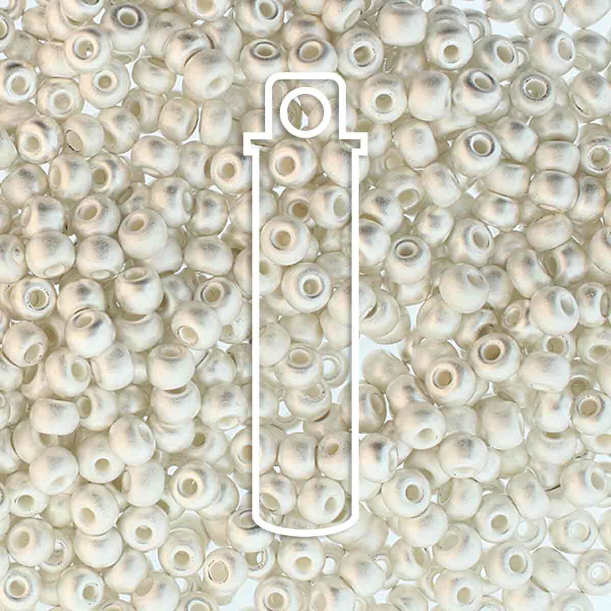 8/0 Czech Seed Beads - Fine Silver Brush Plt (Color #800030-31000M) 8.8 Gram Tube