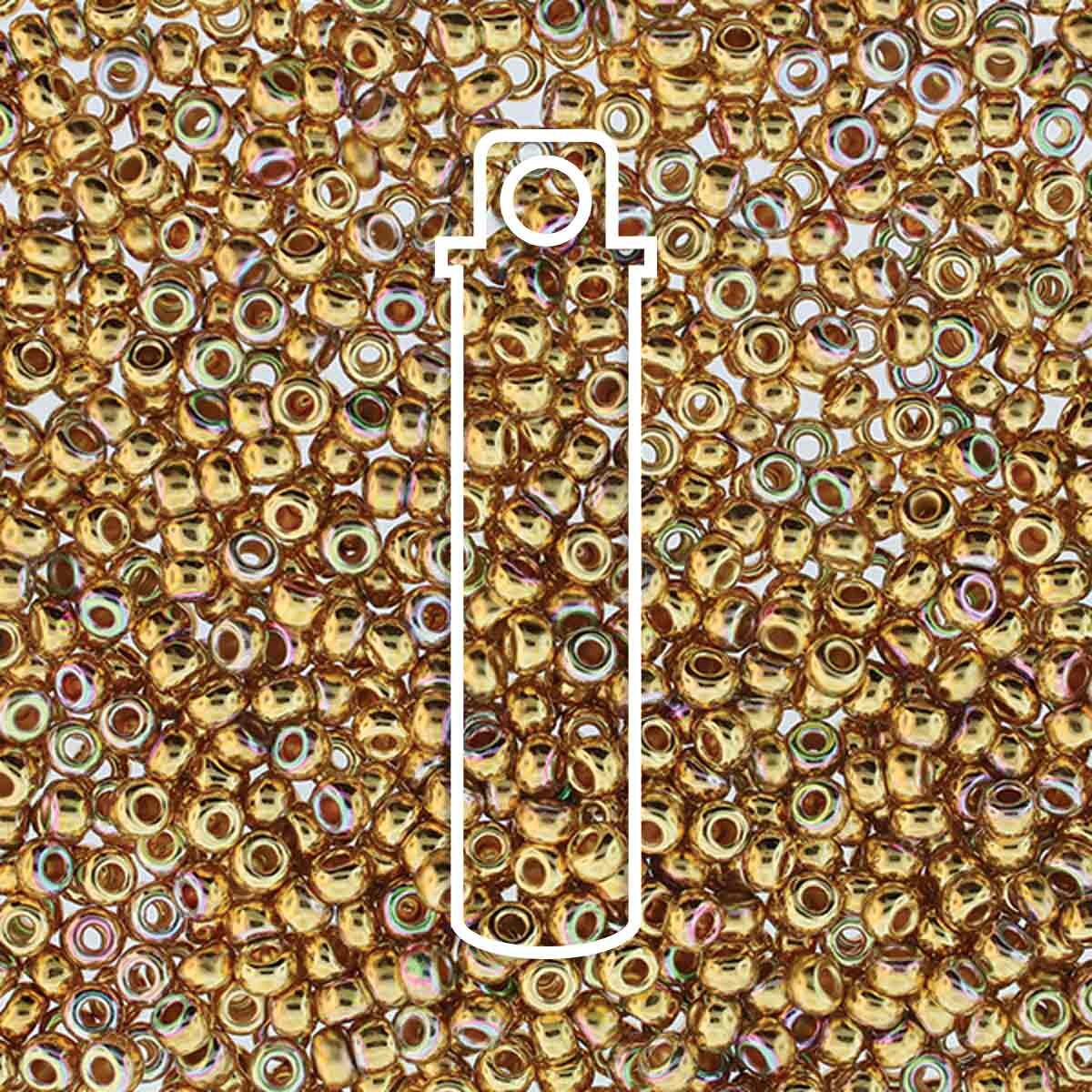 8/0 Czech Seed Beads - 24K Aurora Borealis Plate (Color #800030-35000AB) 8.8 Gram Tube