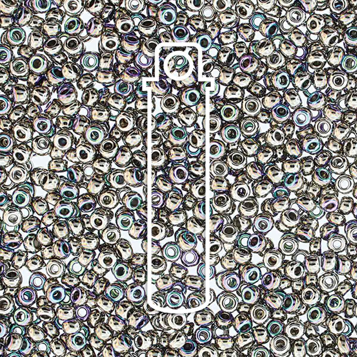 8/0 Czech Seed Beads - Nickel Aurora Borealis Plated (Color #800030-37000AB) 8.8 Gram Tube