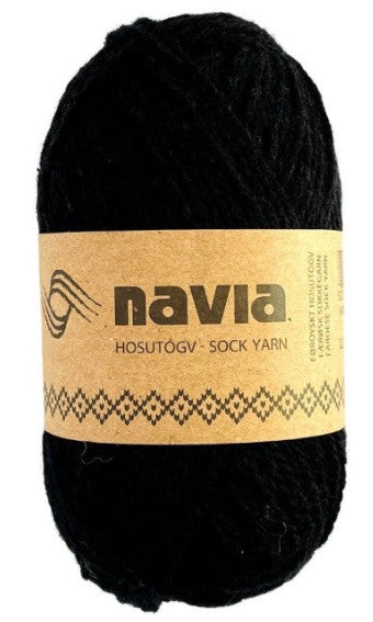 Navia Sock - Black (Color #506) - DK Weight, 50 Gram Skeins