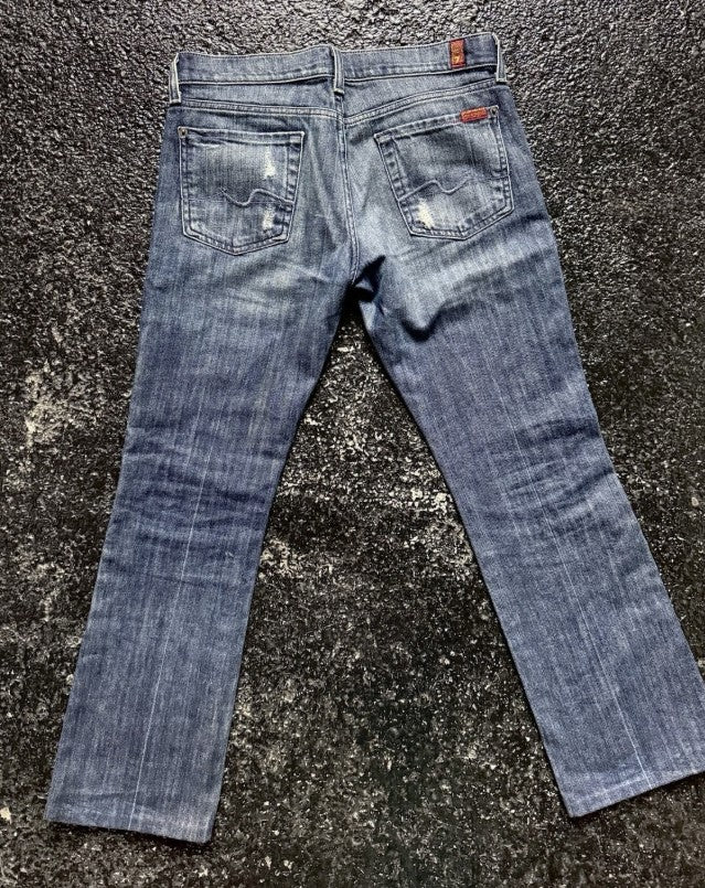 7 For All Mankind Women's Distressed Bootcut Jeans, Low Rise, Size 29