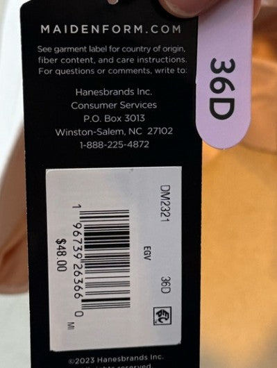 NWT Maidenform Women's Invisible Support Underwire Bra T-Shirt Bra Size: 36D