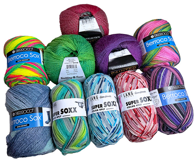 Lang Soxx, Berroco Sox & Painted Desert Mystery Bag - 10 Skeins. No Repeat Colors - 70% OFF SALE!