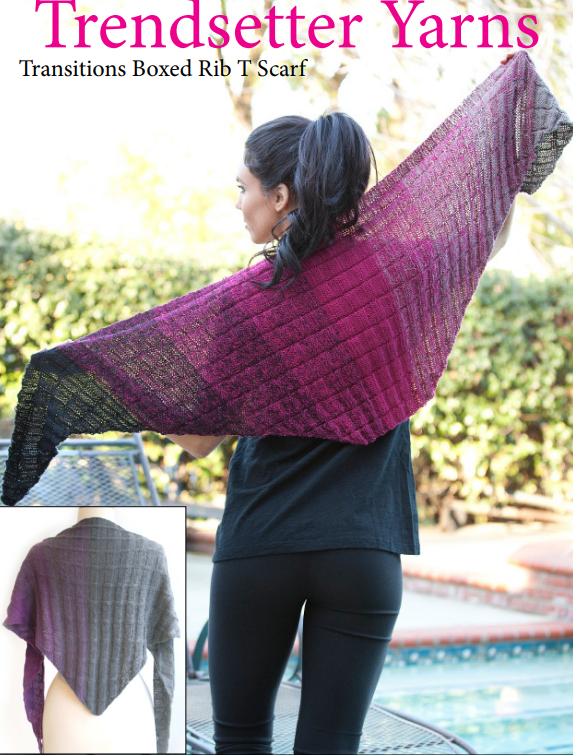 A FREE Trendsetter Transitions Pattern - BOXED RIB T SCARF (PDF)