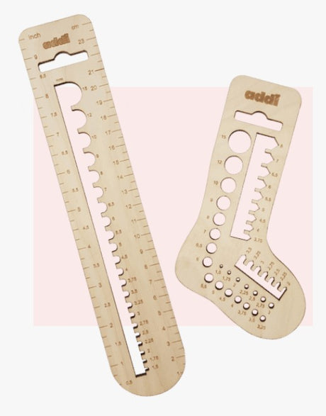 Addi Calibro Wooden Needle and Hook Gauge Set