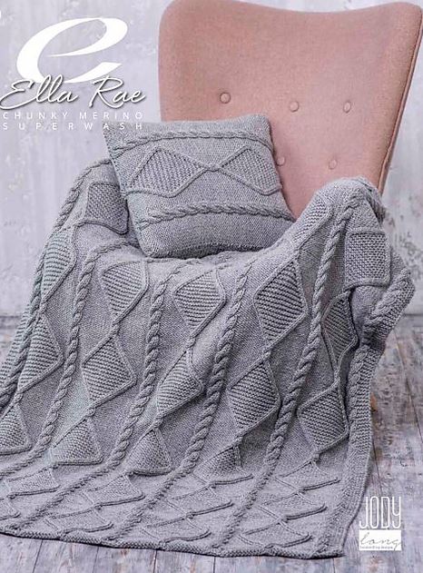 August Throw and Cushion - Free With Purchases of 4 Skeins of Chunky Merino Superwash (PDF File)