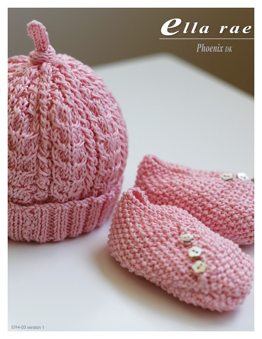 An Ella Rae Phoenix DK Pattern - Baby Beanie and Booties - Free with Purchase of 1 Skein Phoenix DK Prints (PDF)