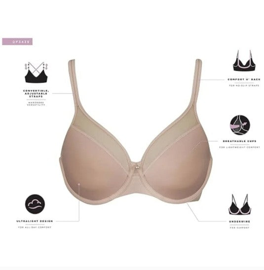 NWT Bali Women's Seamless Ultra Light Underwire Bra Size 38B