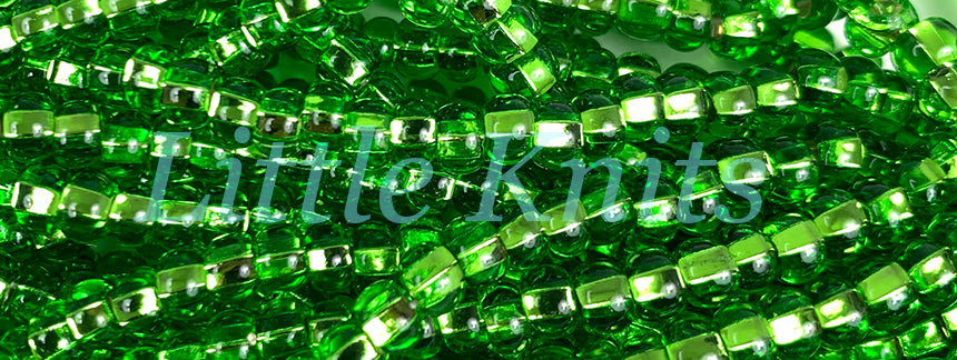 6/0 Czech Seed Beads - Silver Lined Light Green (Color #57430) - 6 String Hanks, 65 Grams/830 Beads