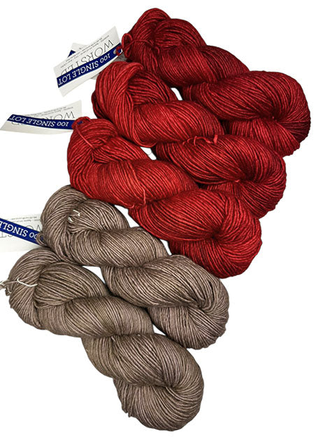 Malabrigo Worsted One of a Kind Color - Beige & Cinnabar (FIVE SKEINS)