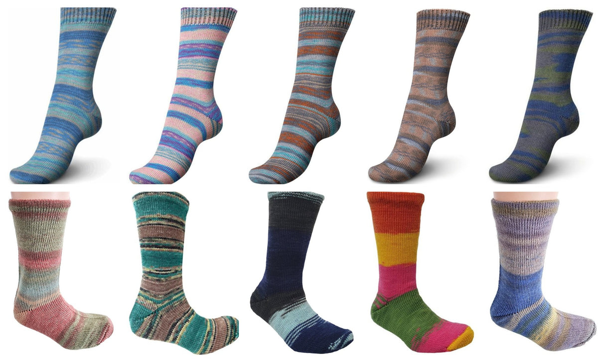 Berroco Sox & Regia Sock Mystery Bag - 10 Skeins Colors Picked by Little Knits - No Repeat Colors - 70% OFF!