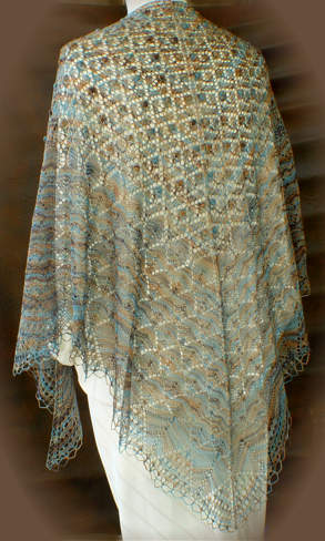 HeartStrings Pattern - bobble lace flowers triangle shawl