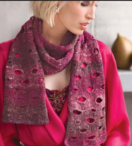 A Noro Kiri Pattern - Buttonhole Scarf knitting pattern on sale at Little Knits