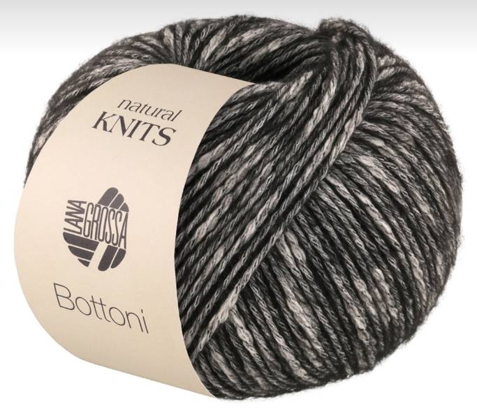 Lana Grossa Bottoni - Black Ashes (Color #14) - FULL BAG SALE (5 SKEINS)