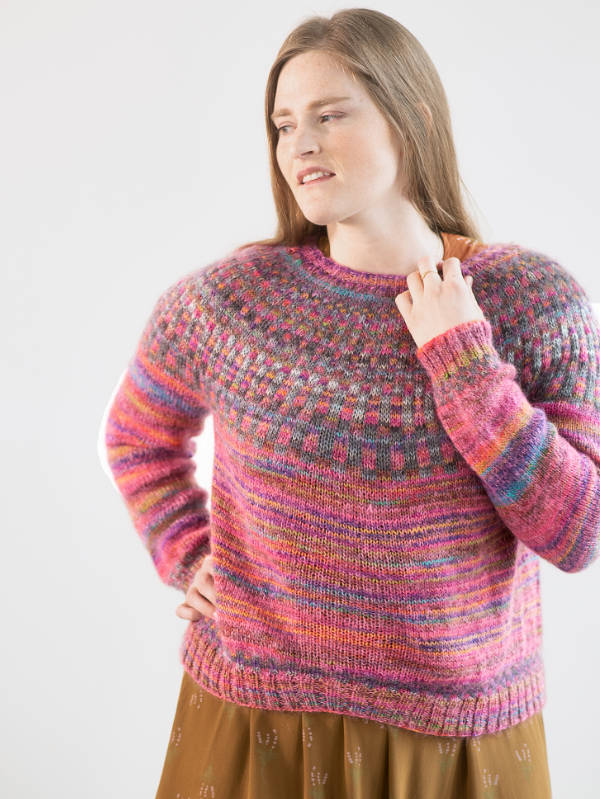 A Berroco Tiramisu Knitting Pattern Canton Sweater on sale at Little Knits