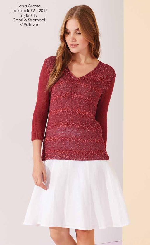 A Lana Grossa Capri & Stromboli Pattern - #13 V-Neck Pullover (PDF)
