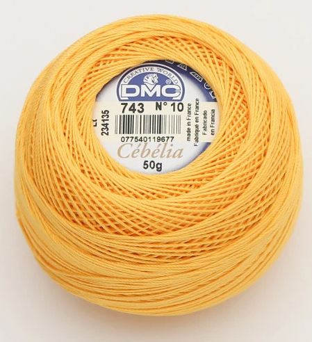 !Cebelia Crochet Thread Size 10 - Warm Yellow (Color #743)