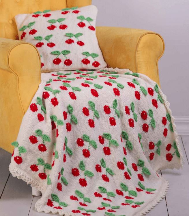 A Euro Baby Pattern - Cherry Blanket & Cushion - Free with Purchases of 5 Skeins of Babe Softcotton Worsted (PDF)