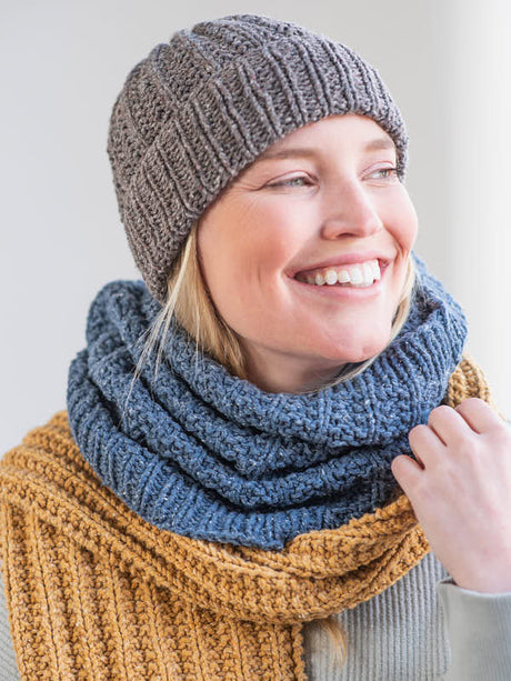 A Berroco Remix Chunky Pattern - Claral Scarf  Cowl  and Hat Set (PDF)