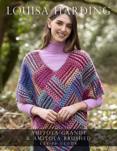 A Louisa Harding Amitola Grande & Brushed Pattern - Cloda Poncho (PDF)