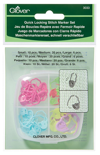 Clover Quick Locking Stitch Marker - Large Medium Small Set (Item #3033) on sale at Little Knits 